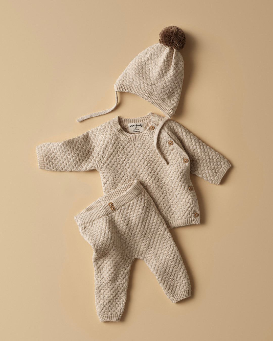 Wilson and Frenchy Organic Knitted Bubble Kimono Cardigan - Cream | Sweaters & Knitwear | Bon Bon Tresor