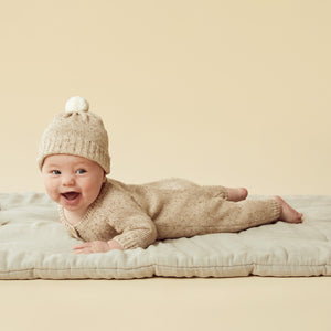 Wilson and Frenchy Knitted Cable Growsuit - Almond Fleck | Rompers & Playsuits | Bon Bon Tresor