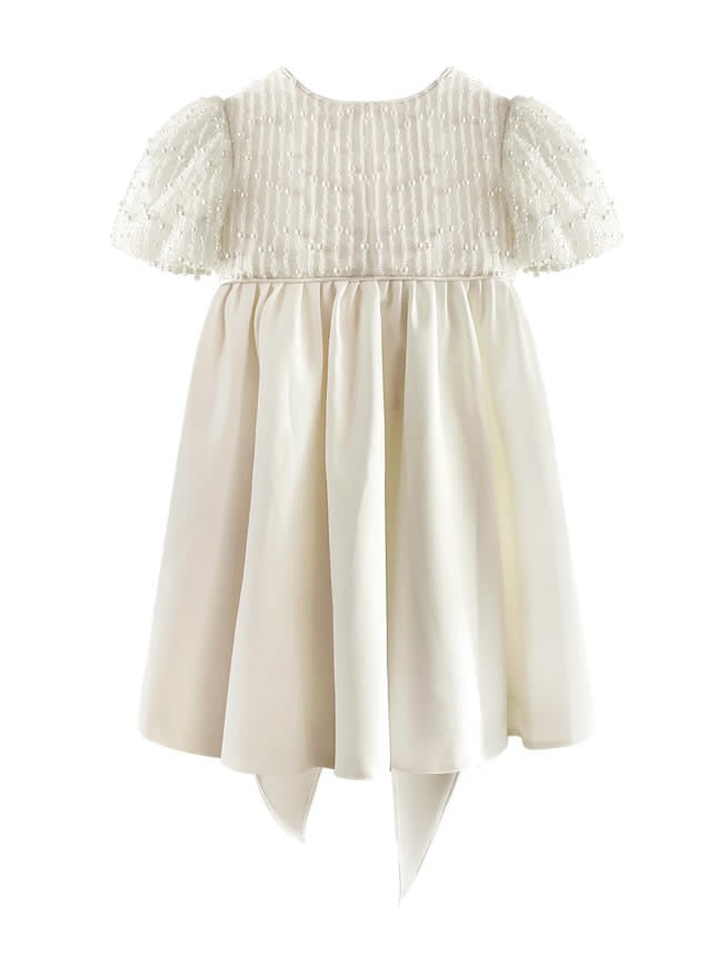 Mimi Miya Anja Girl's Christening Pearl and Mikado Dress | Dresses | Bon Bon Tresor