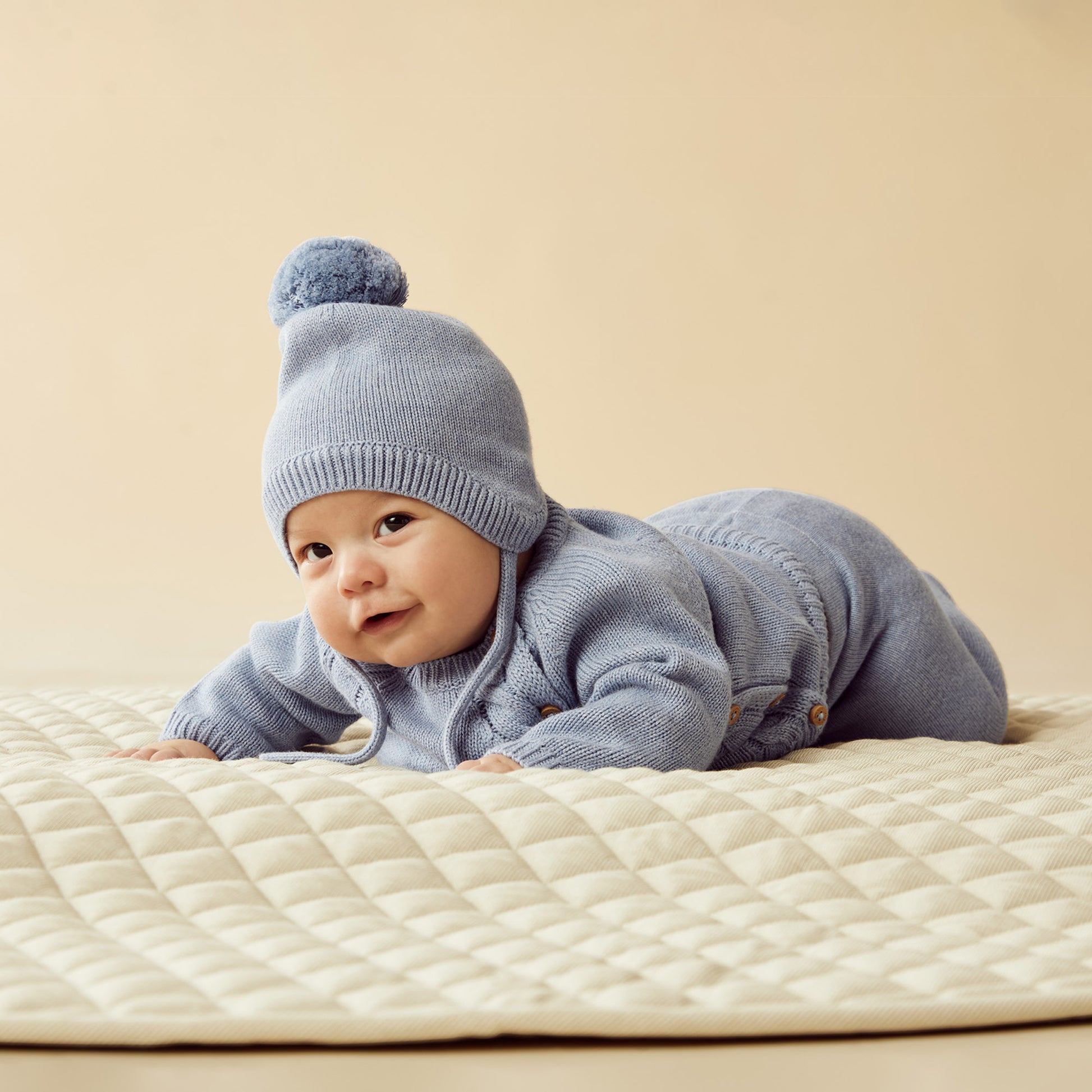 Wilson and Frenchy Organic Knitted Legging With Feet - Blue Speckle | Pants & Shorts | Bon Bon Tresor