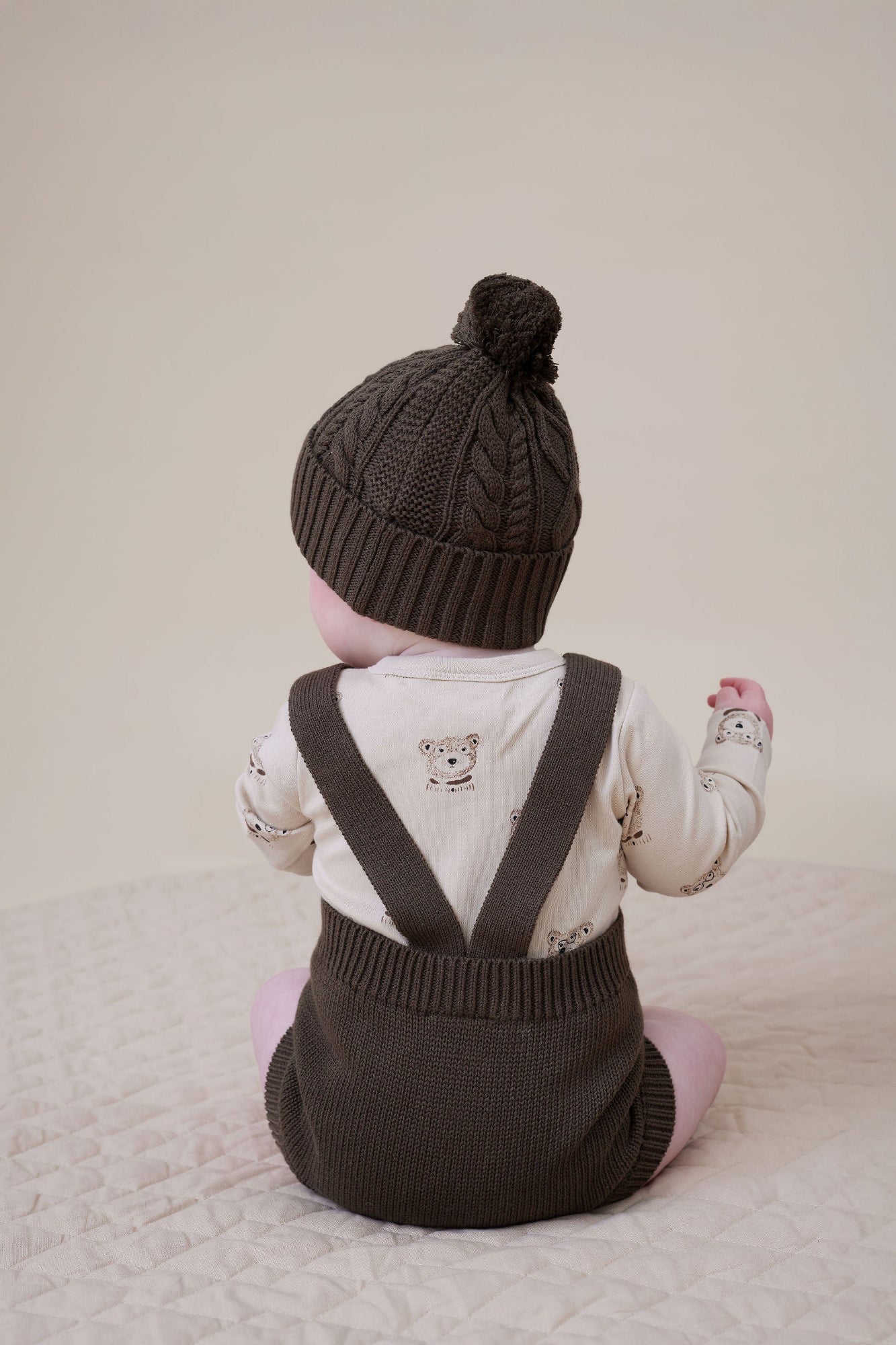 Aster and Oak Espresso Cable Knit Romper