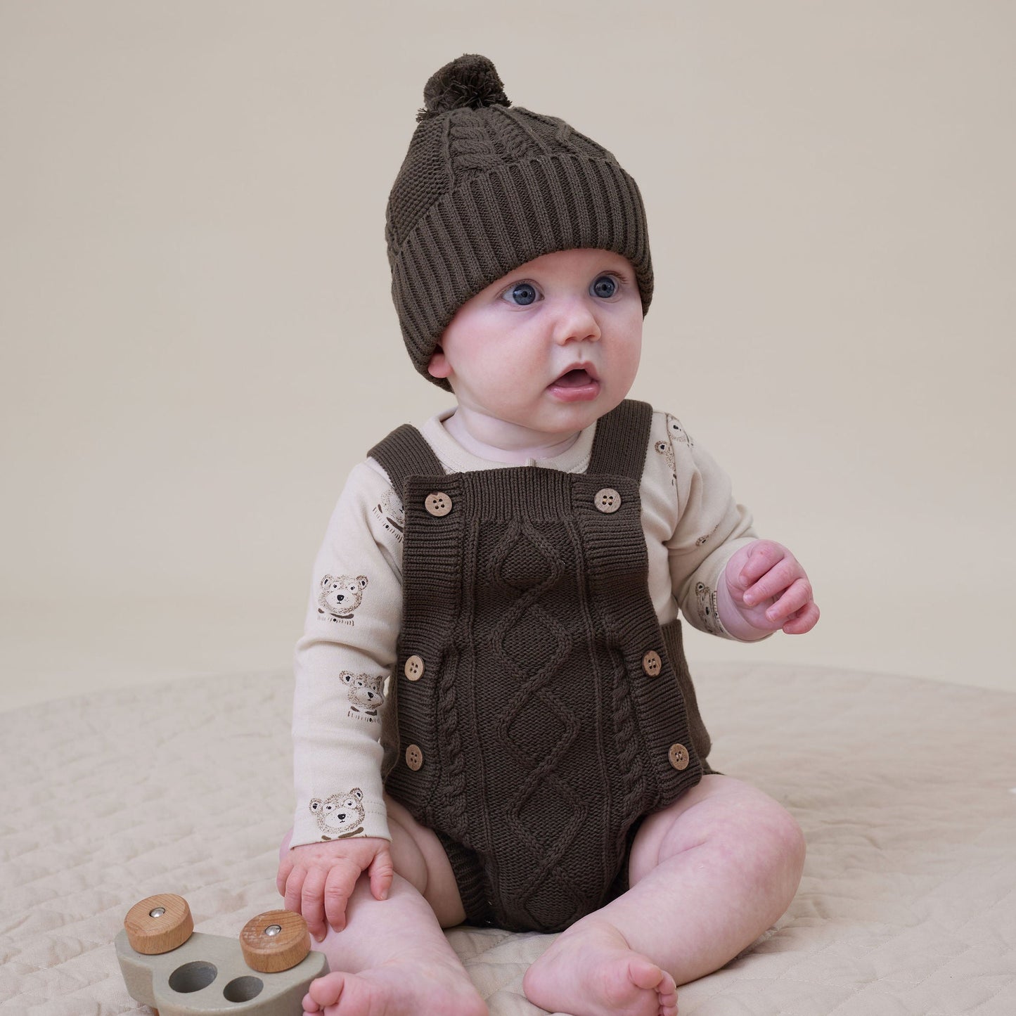 Aster and Oak Espresso Cable Knit Romper