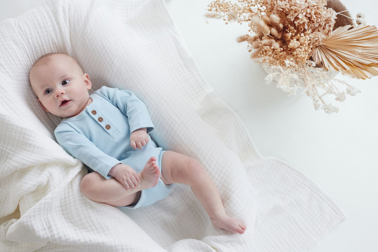 Aster and Oak Winter Sky Rib Onesie | Rompers & Playsuits | Bon Bon Tresor