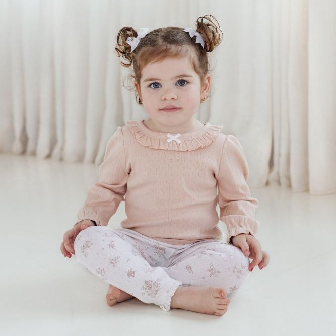 Aster and Oak Rose Blush Long Sleeve Rib Top | Tops | Bon Bon Tresor