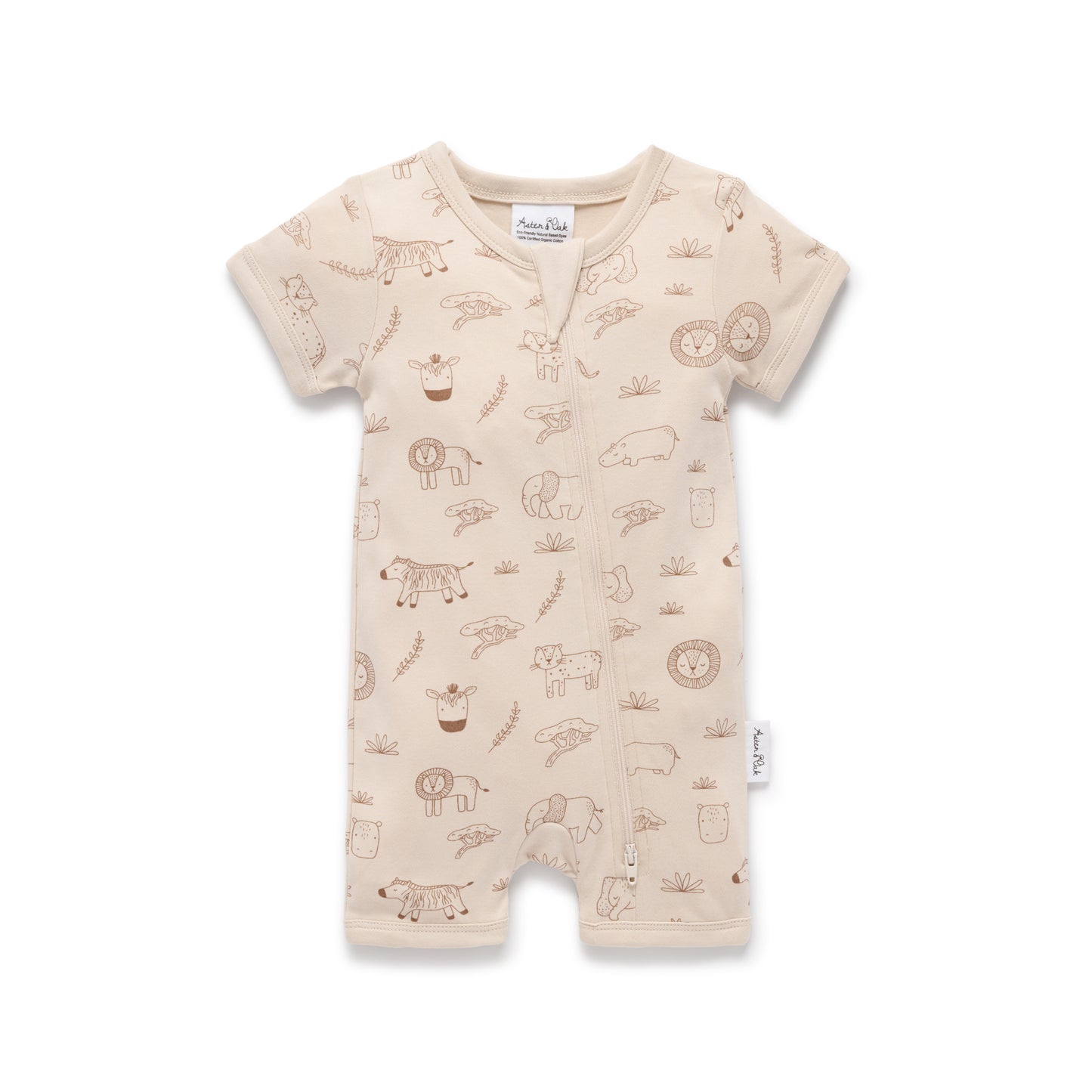 Aster and Oak Baby Boys Safari Adventure Zip Romper | Rompers & Playsuits | Bon Bon Tresor