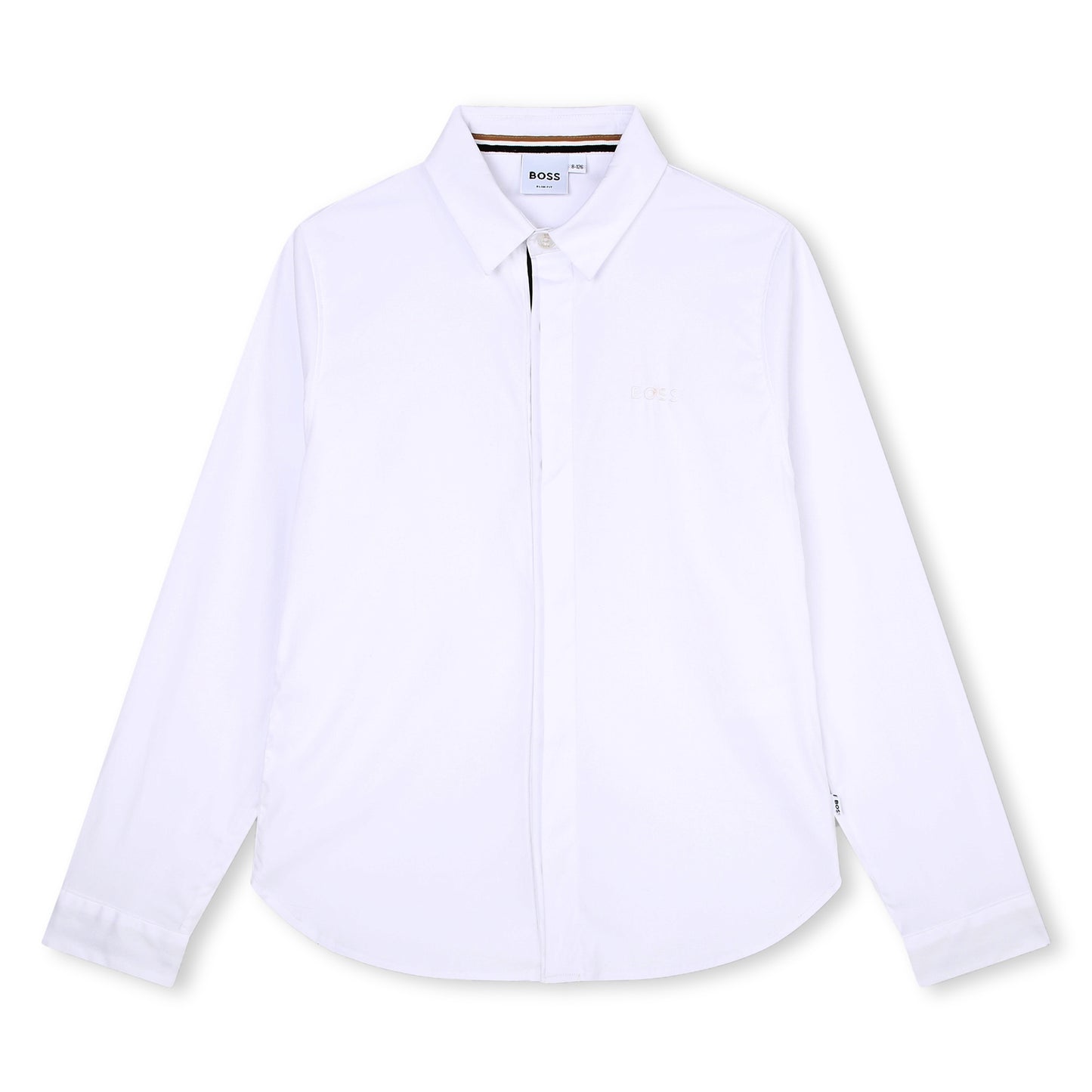 BOSS KIDSWEAR Boys White Oxford Long Sleeve Shirt - Signature Stripe | Suits & Sets | Bon Bon Tresor