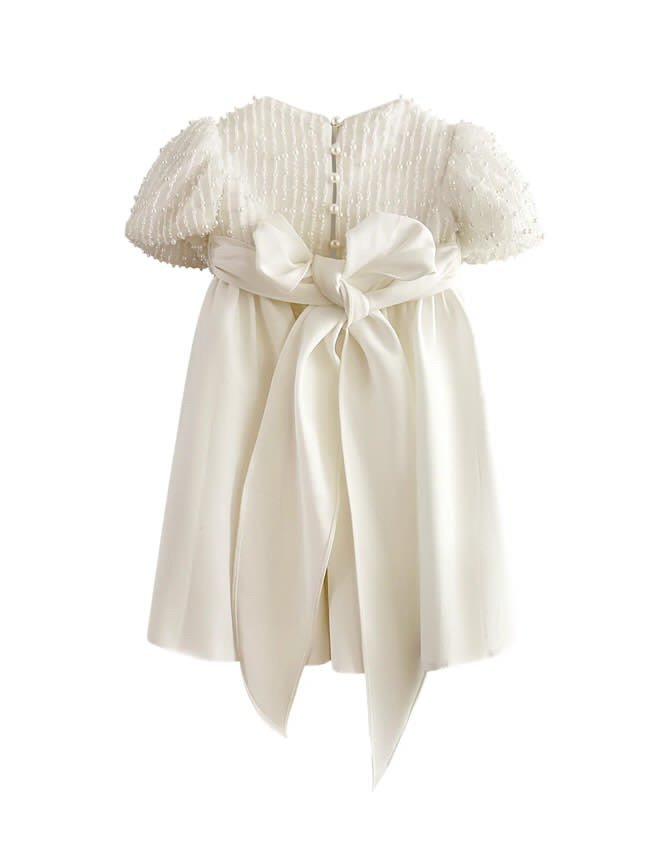 Mimi Miya Anja Girl's Christening Pearl and Mikado Dress | Dresses | Bon Bon Tresor