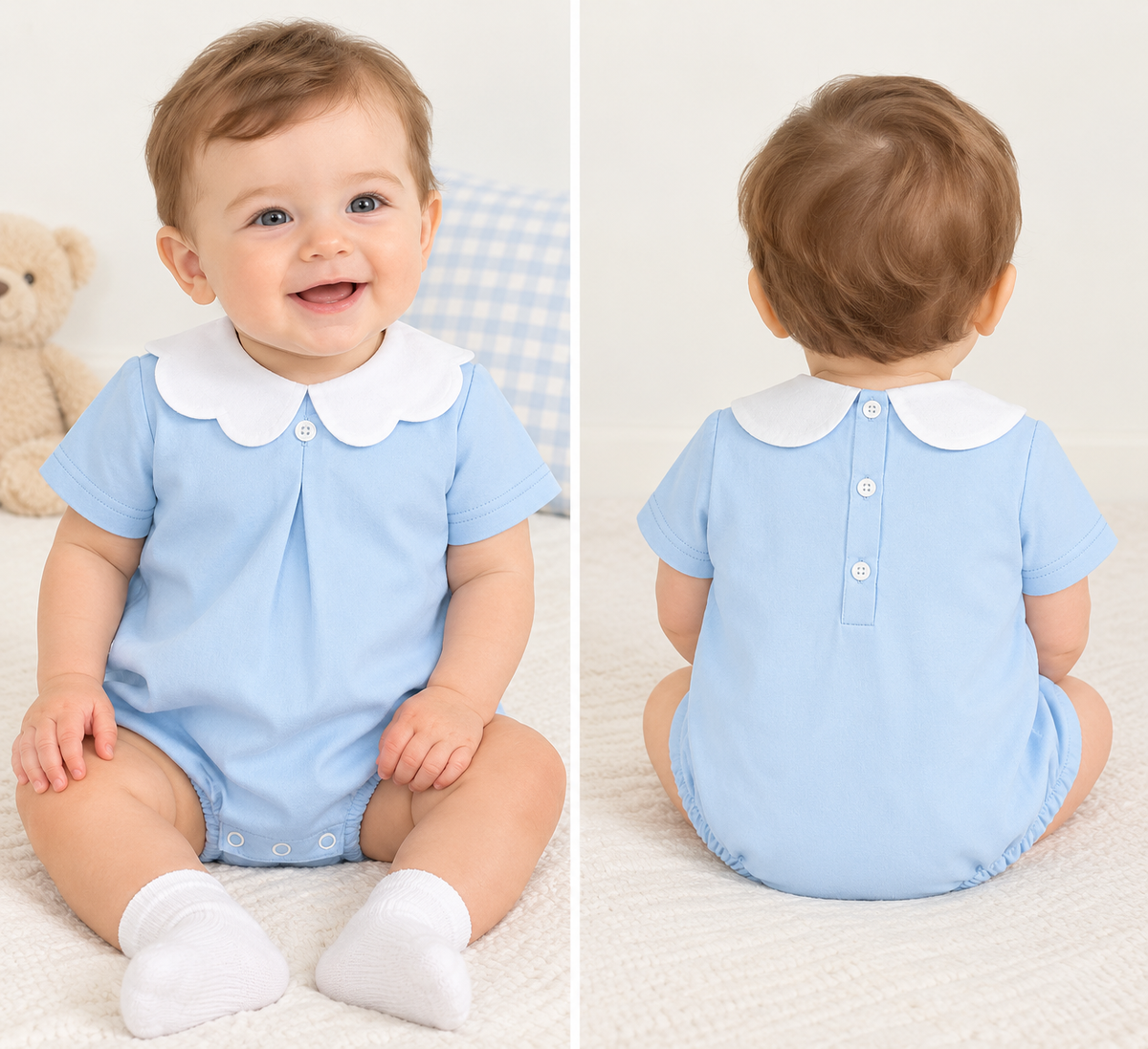 Bon Bon Tresor Baby Boy Blue Romper