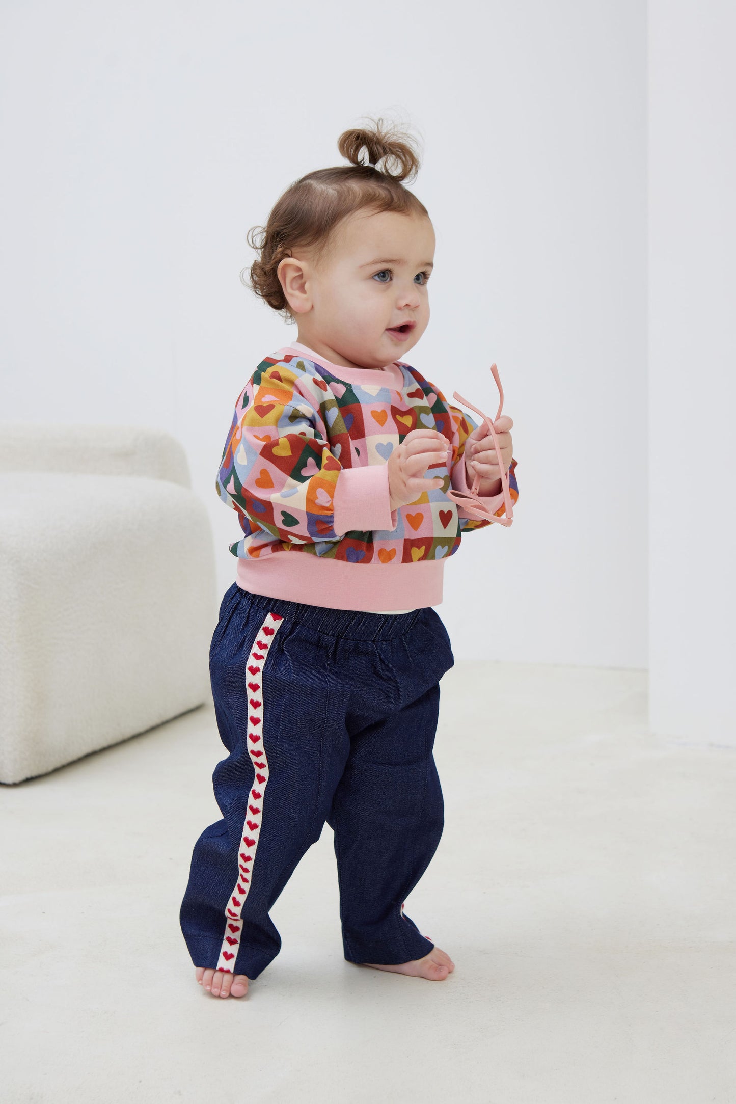 Kapow Kids Girls Denim Love Slouchy Pants | Trousers | Bon Bon Tresor