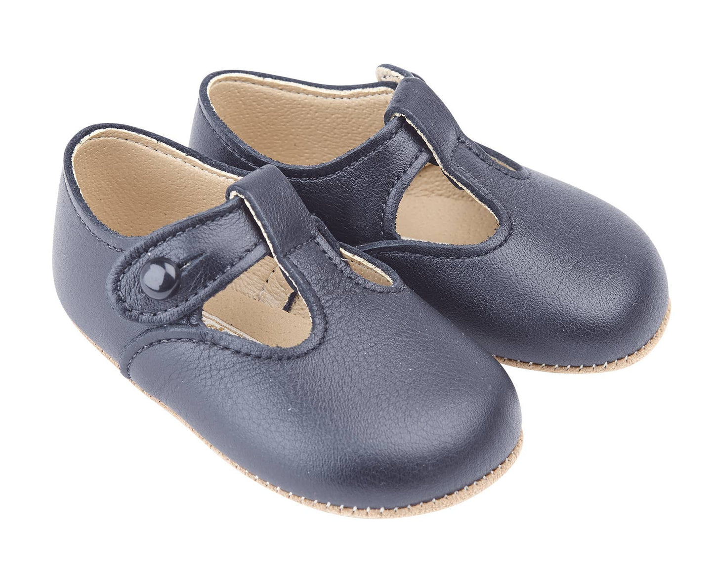 Early Days Alex Leather T-Bar Soft Sole Shoes- Navy | Dress Shoes | Bon Bon Tresor