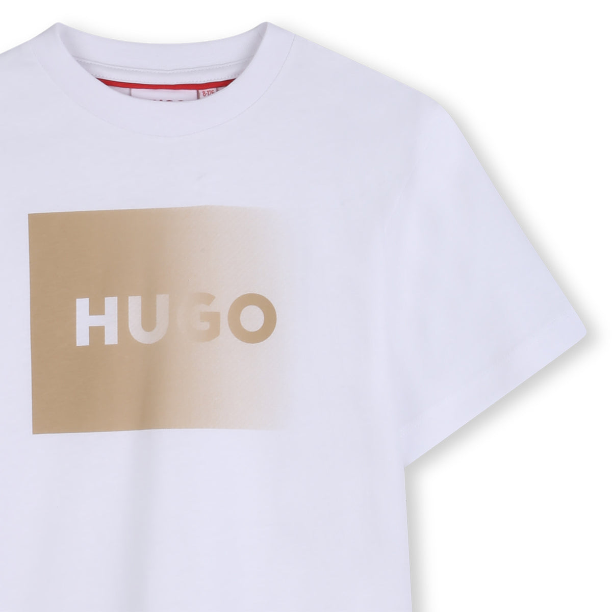 Hugo Kids Boys White Short Sleeve T-Shirt - Gold Logo