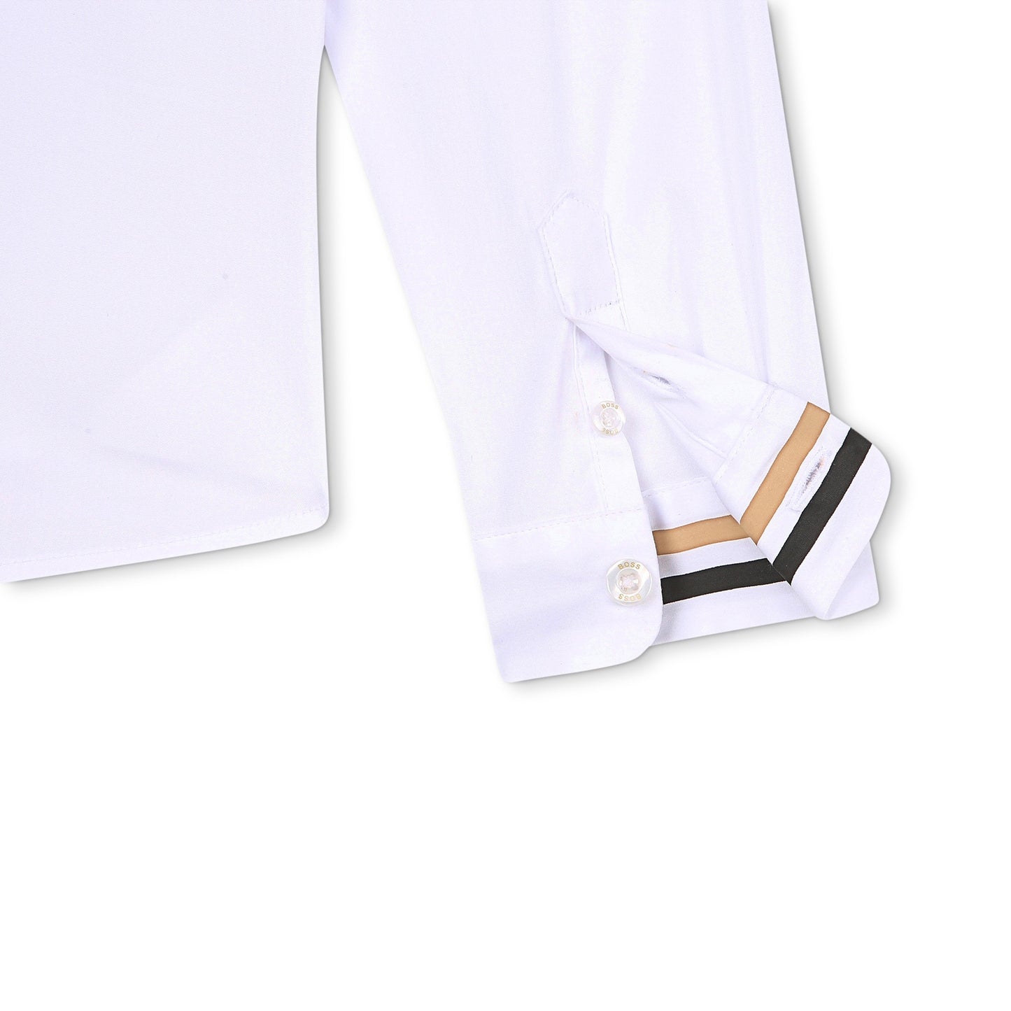 BOSS KIDSWEAR Boys White Oxford Long Sleeve Shirt - Signature Stripe | Suits & Sets | Bon Bon Tresor