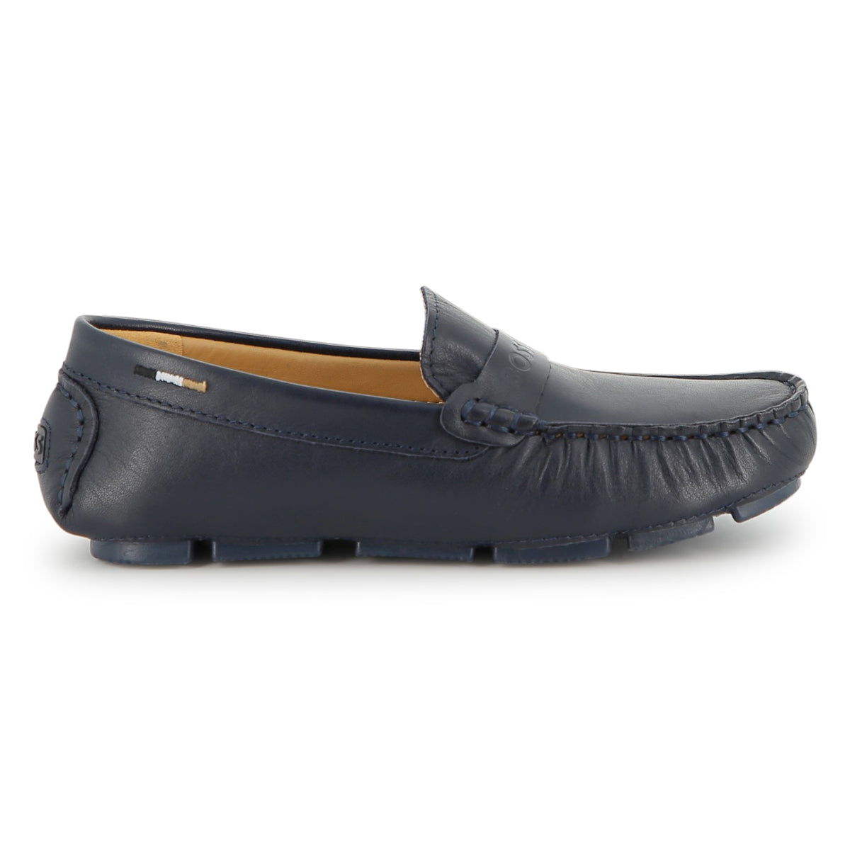 BOSS KIDS Boys Marine Blue Leather Moccasins