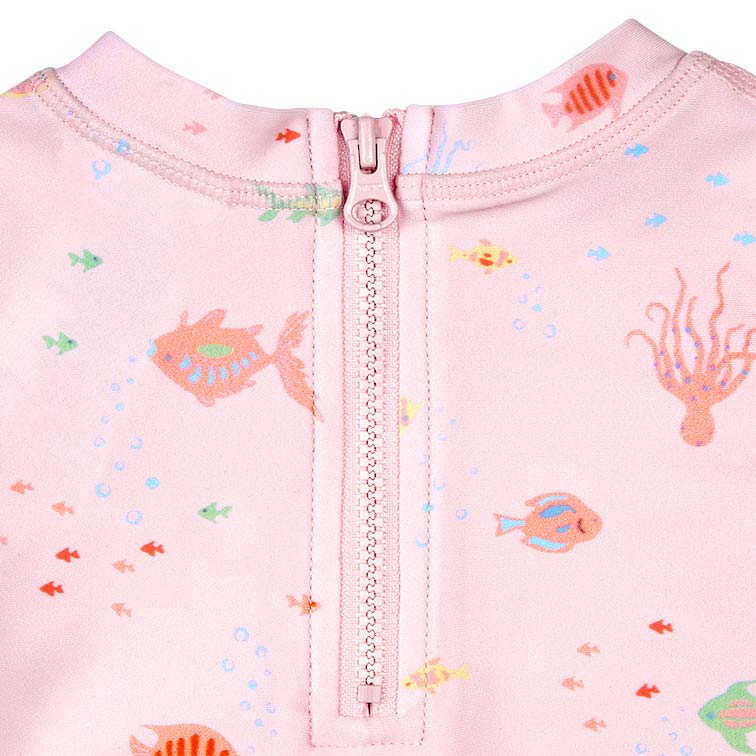 Toshi Swim Baby Onesie Long Sleeve Coral | Swimwear | Bon Bon Tresor