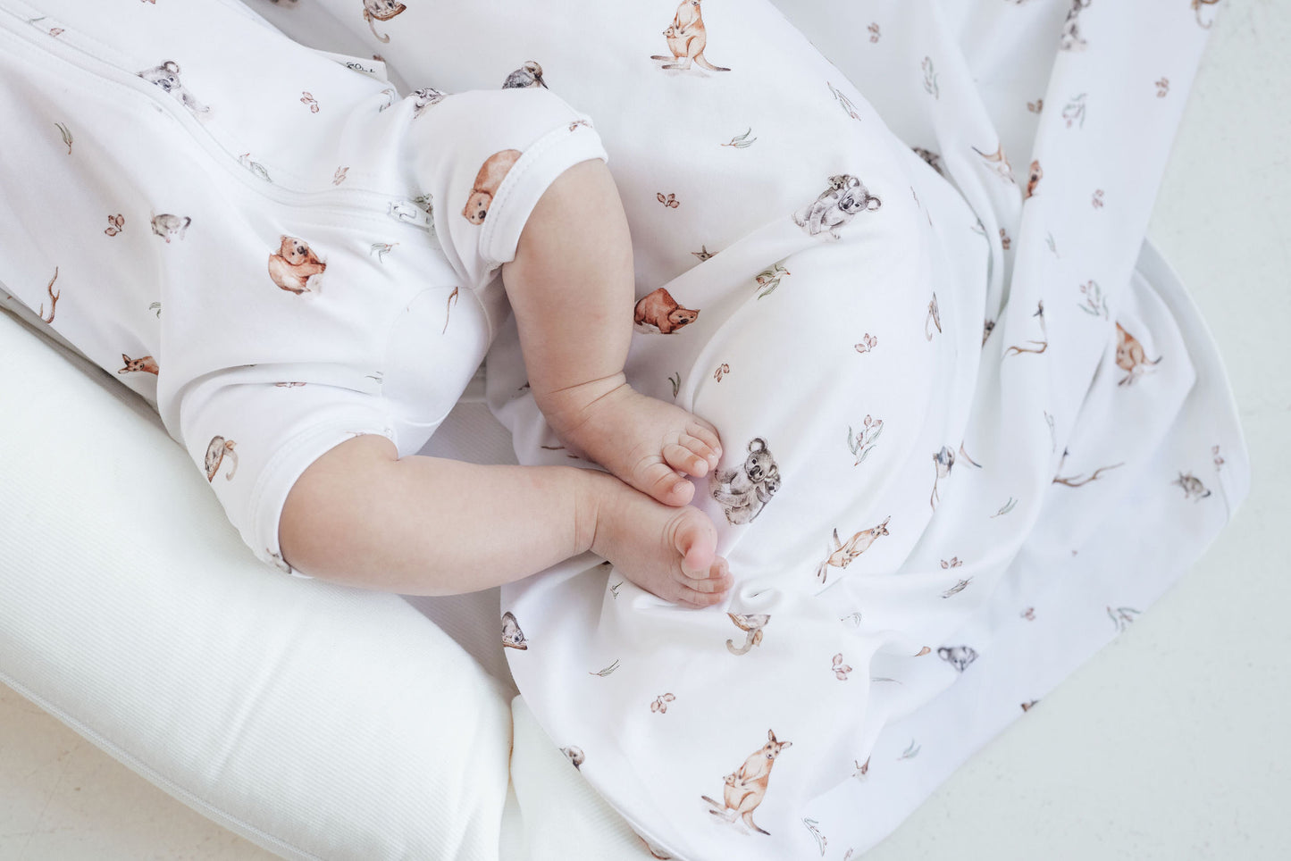Aster and Oak Baby Boys Native Animals Zip Romper | Rompers & Playsuits | Bon Bon Tresor