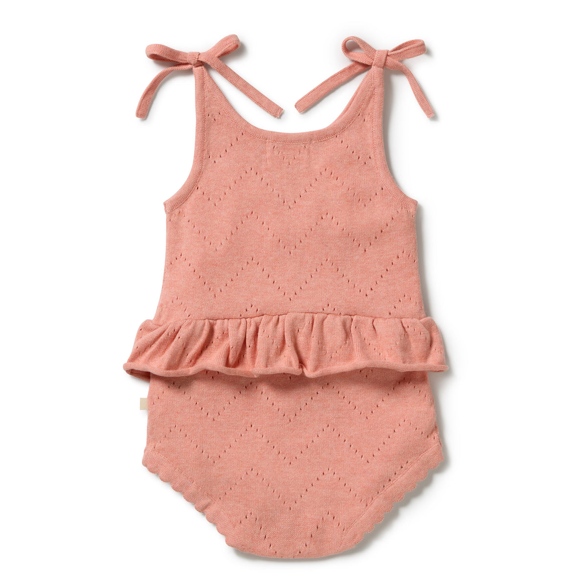Wilson and Frenchy Baby Girls Organic Knitted Pointelle Playsuit - Petal Pink | Rompers & Playsuits | Bon Bon Tresor