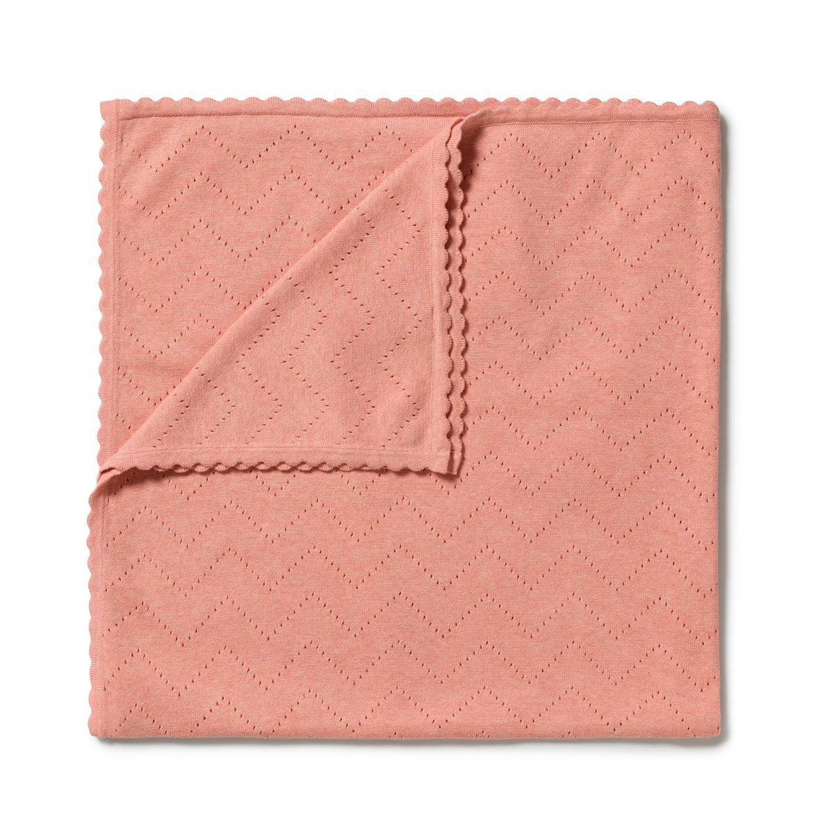 Wilson and Frenchy Petal Pink Organic Knitted Pointelle Blanket | Blankets | Bon Bon Tresor