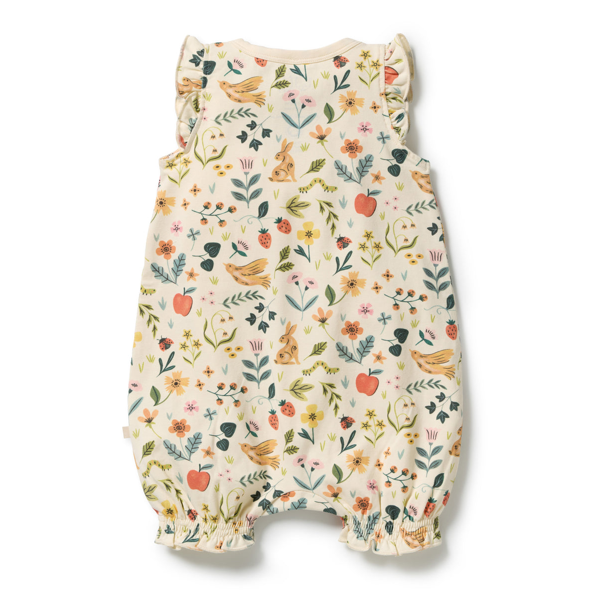 Wilson and Frenchy Baby Girls Organic Ruffle Zipsuit - Summer Garden | Rompers & Playsuits | Bon Bon Tresor