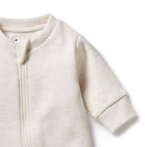 Wilson and Frenchy Organic Quilted Growsuit - Oatmeal | Rompers & Playsuits | Bon Bon Tresor