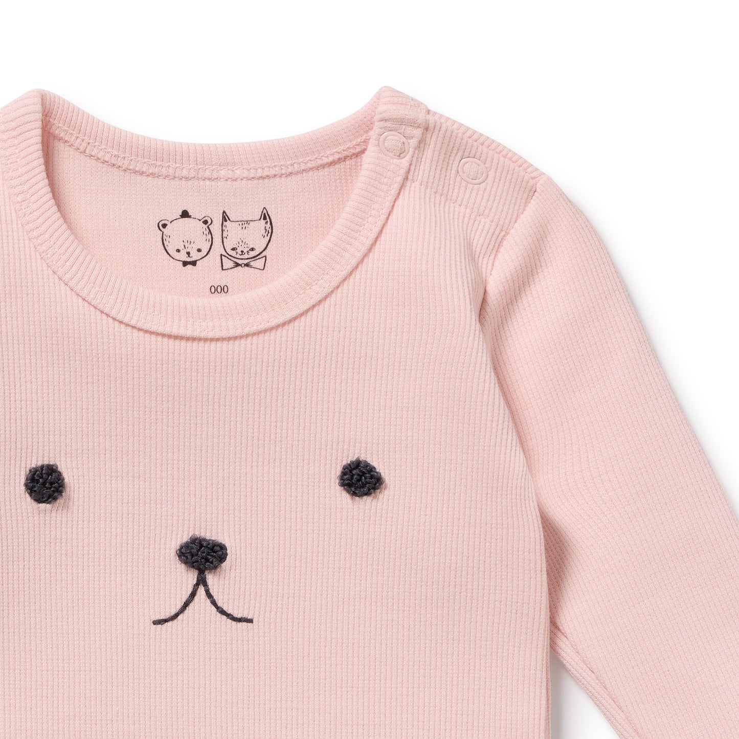 Wilson and Frenchy Girls Organic Rib Long Sleeved Bodysuit - Strawberry Cream | Rompers & Playsuits | Bon Bon Tresor