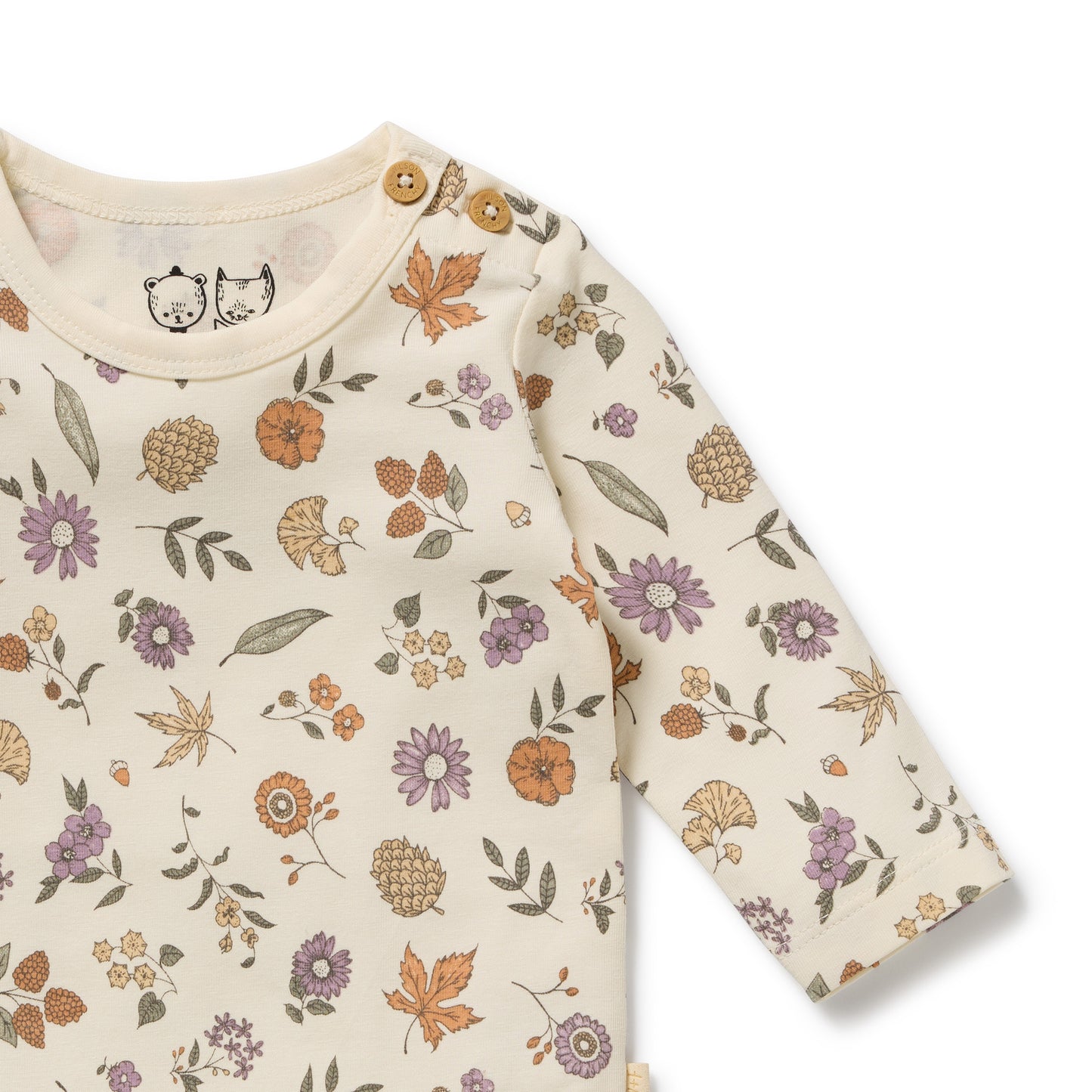 Wilson and Frenchy Girls Organic Long Sleeved Bodysuit - Maple Glow | Rompers & Playsuits | Bon Bon Tresor
