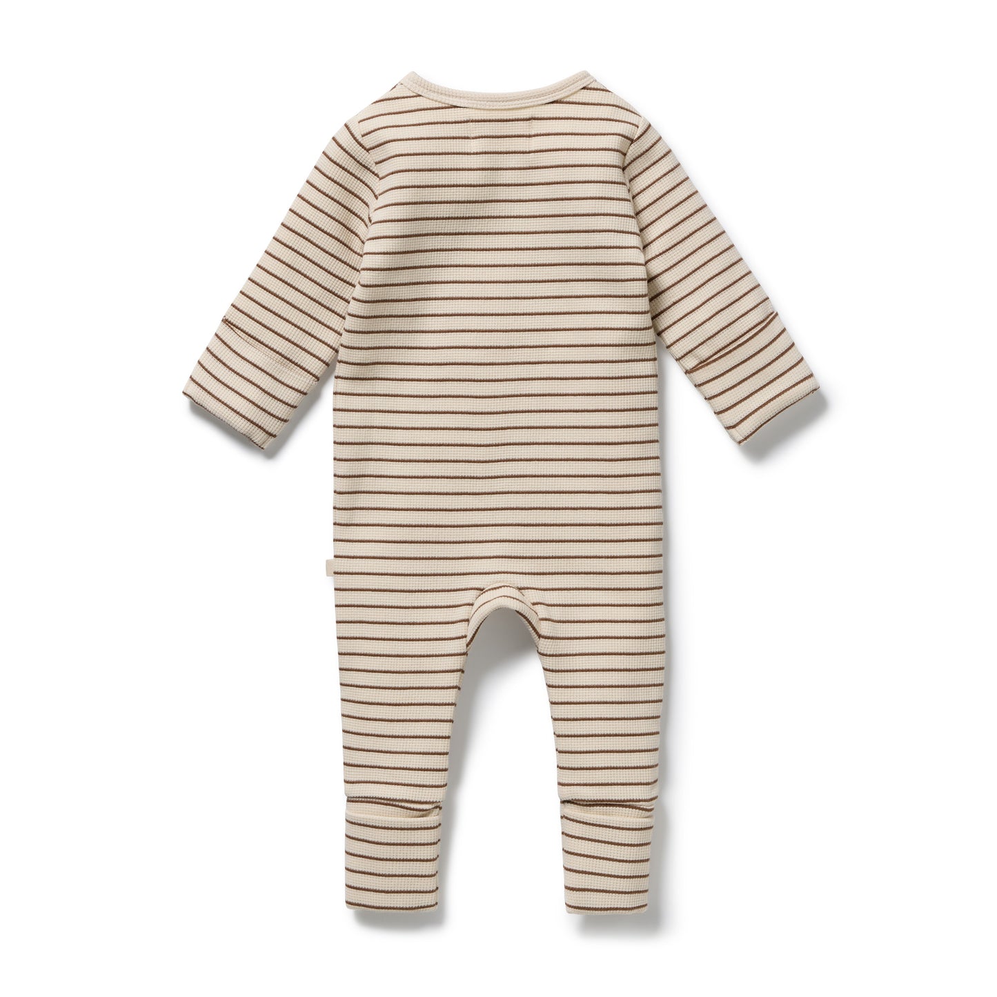 Wilson and Frenchy Organic Waffle Zipsuit - Nutmeg Stripe | Rompers & Playsuits | Bon Bon Tresor