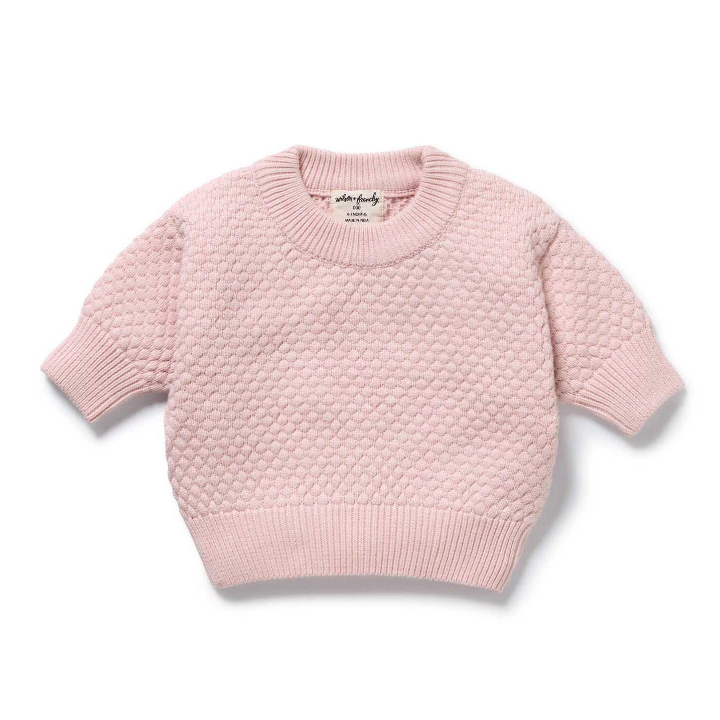 Wilson and Frenchy Girls Organic Knitted Bubble Jumper - Marshmellow | Sweaters & Knitwear | Bon Bon Tresor