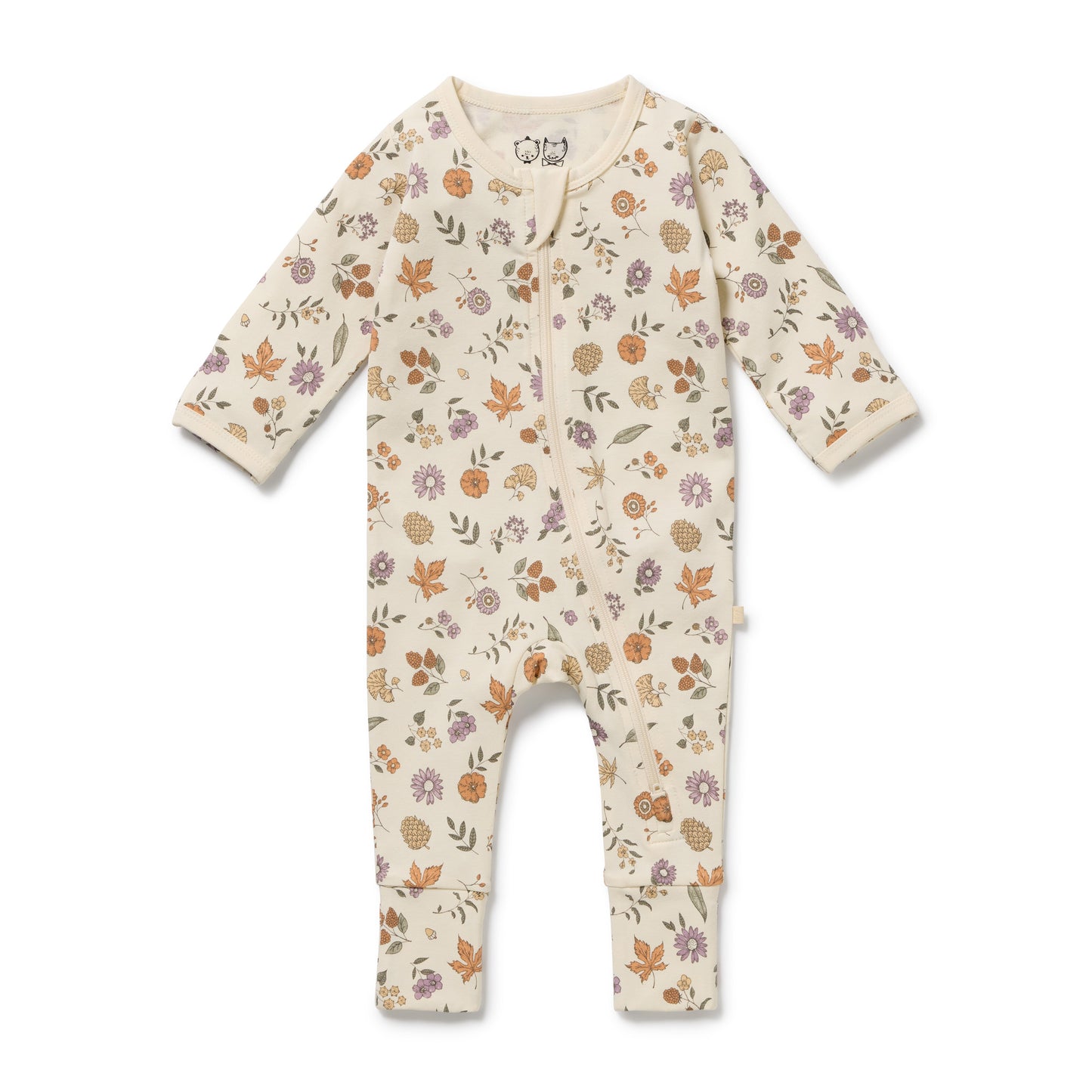 Wilson and Frenchy Girls Organic Zipsuit with Feet - Maple Glow | Rompers & Playsuits | Bon Bon Tresor