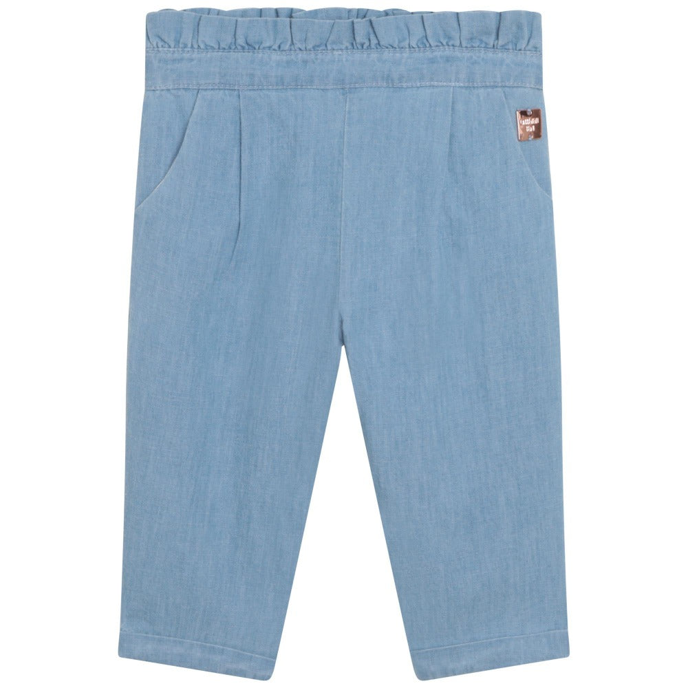 Carrement Beau Baby Girls Denim Frill Trousers | Trousers | Bon Bon Tresor