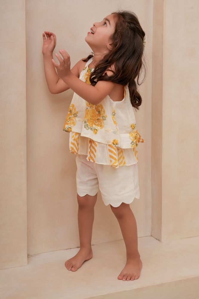 Yo Baby Pia Halter Top and Scallop Shorts Set