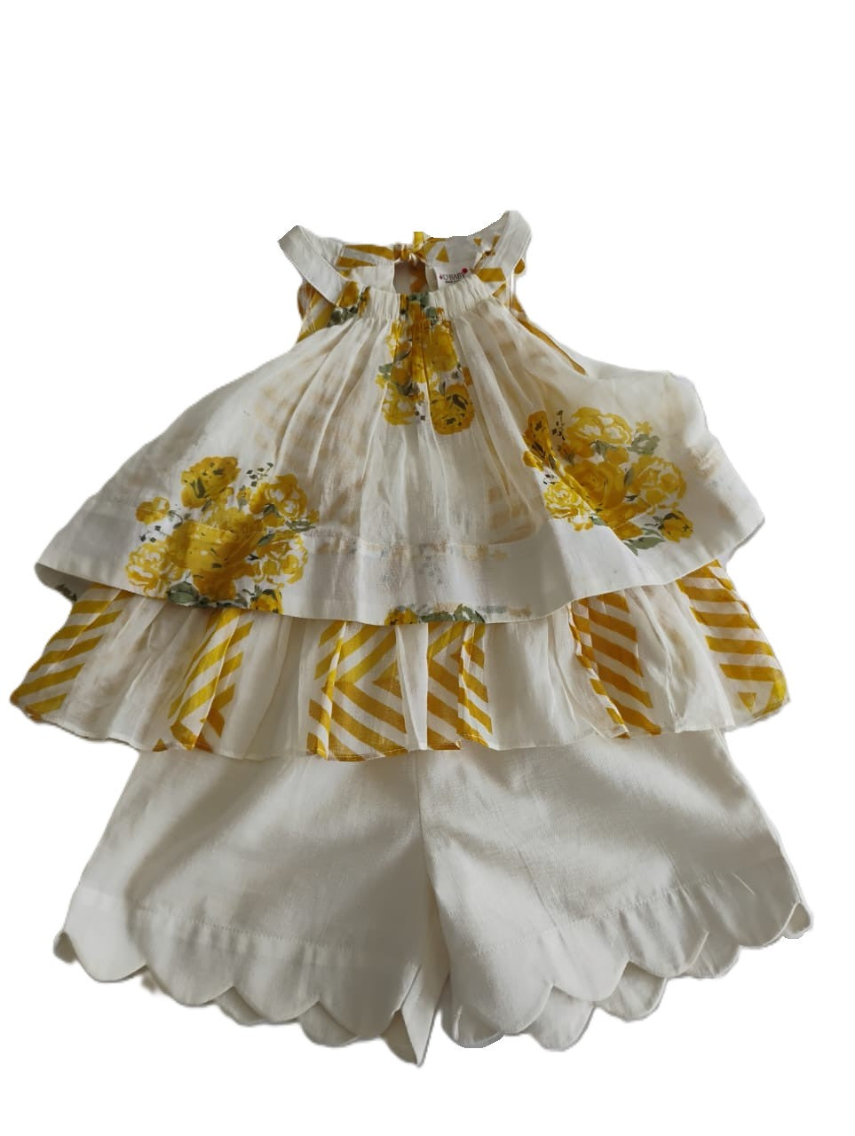 Yo Baby Pia Halter Top and Scallop Shorts Set