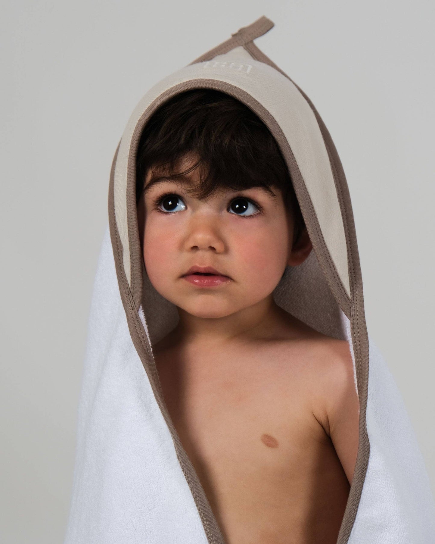 Babu Terry Hooded Baby Towel - Sage with Moss Trim
