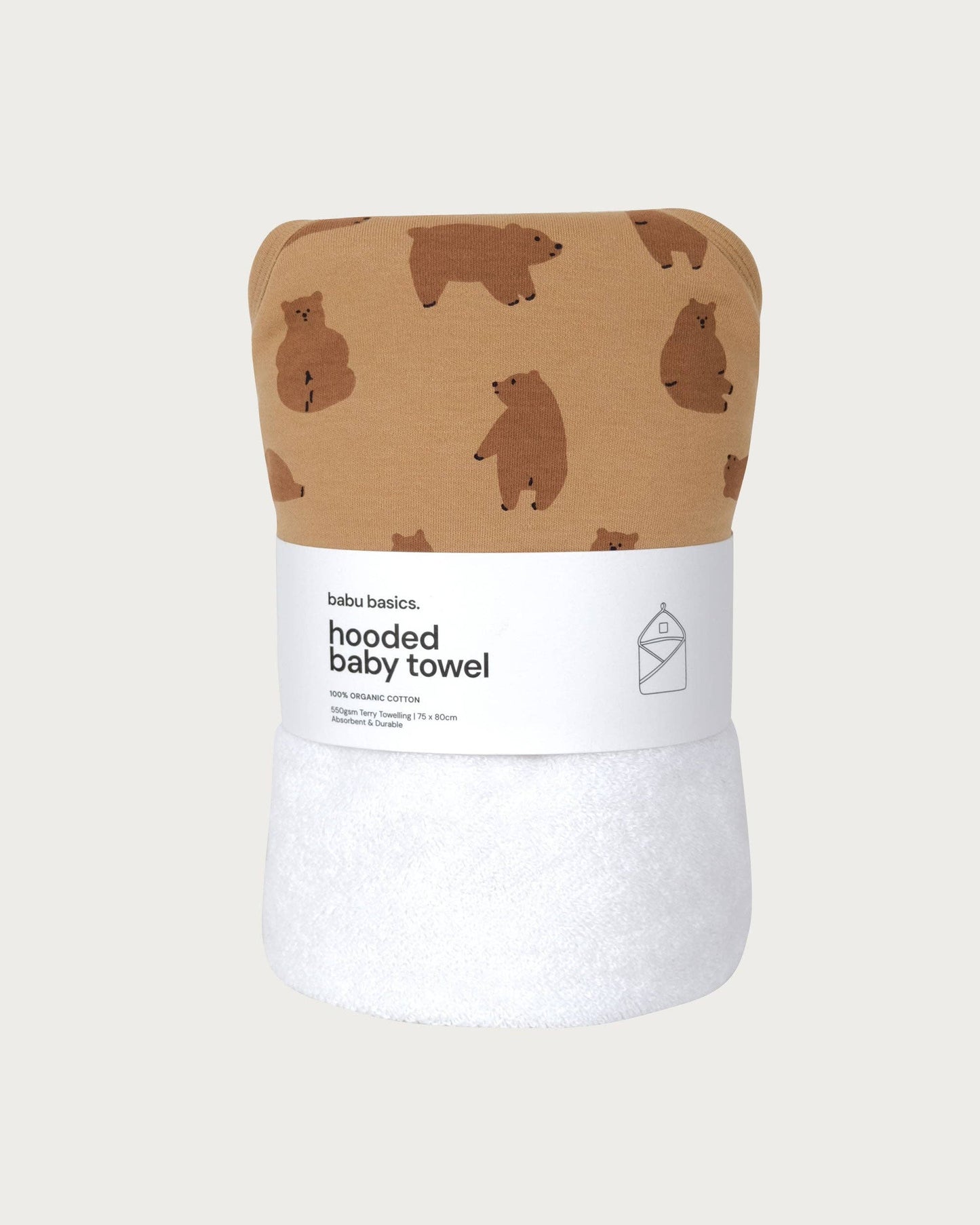Babu Terry Hooded Baby Towel - Petal with Rose Trim