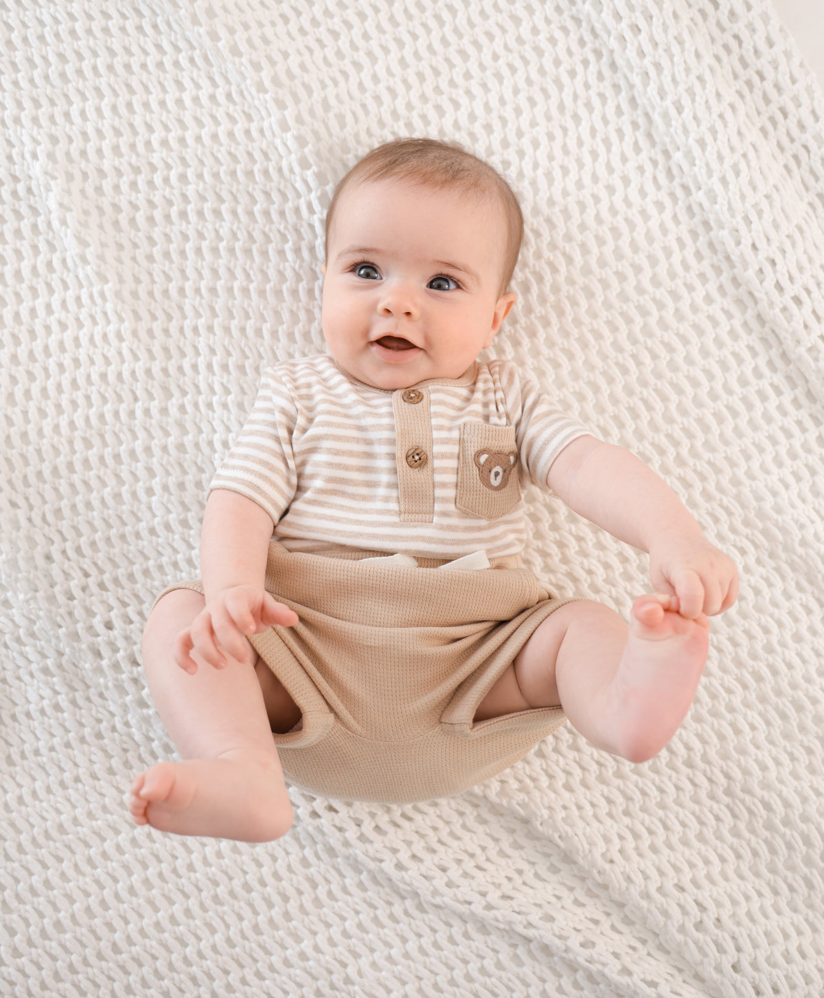 Lummi In Colour Organic Waffle Shorts - Oat