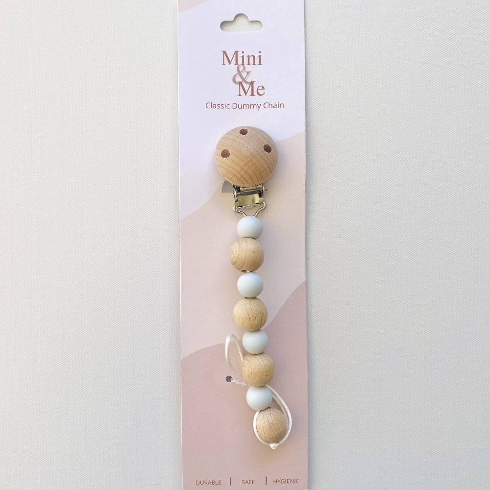 Mini & Me Classic Dummy Chain Ice Blue | Baby Teethers | Bon Bon Tresor