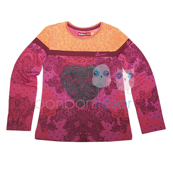 Desigual Kidswear Albero Heart Motif Top | Tops | Bon Bon Tresor