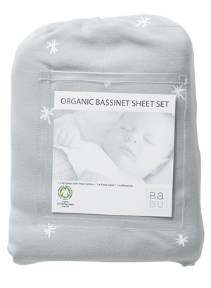 Babu Organic Bassinet Sheet Set Coastal Blue Star | Bassinet Sheet | Bon Bon Tresor