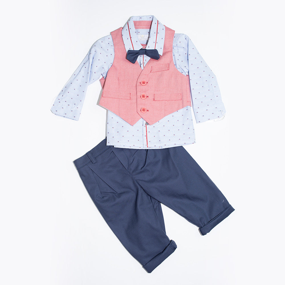 Angel Baby 4 Piece Red/Navy Suit | Christening Suits & Sets | Bon Bon Tresor