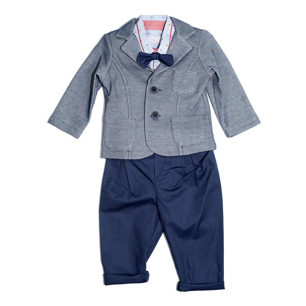Angel Baby 4 Piece Red/Navy Suit | Christening Suits & Sets | Bon Bon Tresor