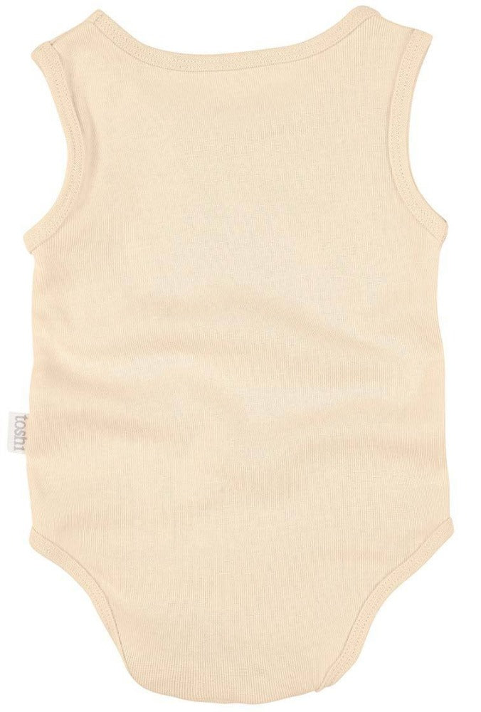 Toshi Dreamtime Organic Onesie Singlet Almond | Singlets & Bloomers | Bon Bon Tresor