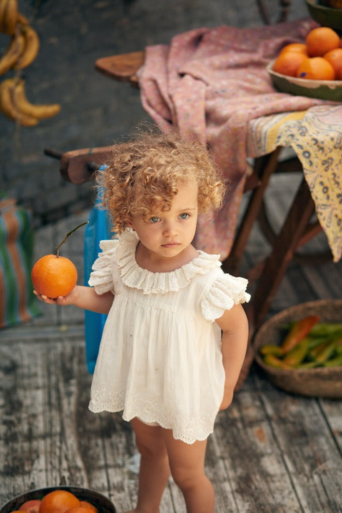 Louise Misha Girls Anusha Romper - Off White | Rompers & Playsuits | Bon Bon Tresor