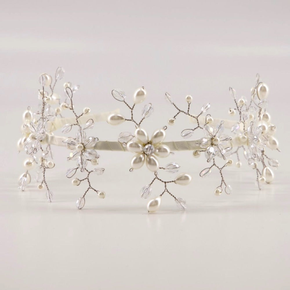 Sienna Likes To Party Gavreel Girls Crown Pearl and Crystal Headband | Hair Accessories | Bon Bon Tresor
