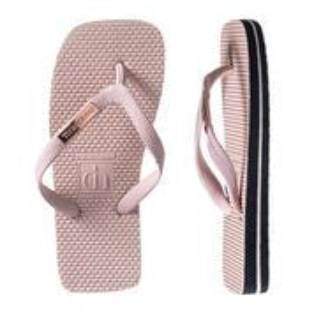 Damien Hall Boutique Kids Pink Thongs Rose Gold Badge | Flip Flops | Bon Bon Tresor