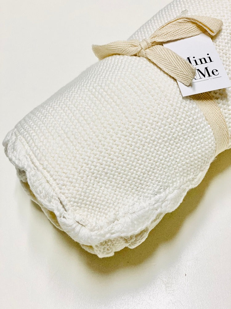 Mini & Me Shell Baby Blanket Whisper White | Blankets | Bon Bon Tresor