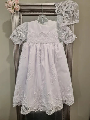 Christening - Mia Satin Lace Short Gown | Gowns | Bon Bon Tresor