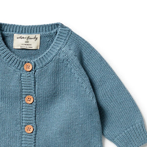 Wilson and Frenchy Knitted Button Growsuit - Bluestone | Rompers & Playsuits | Bon Bon Tresor