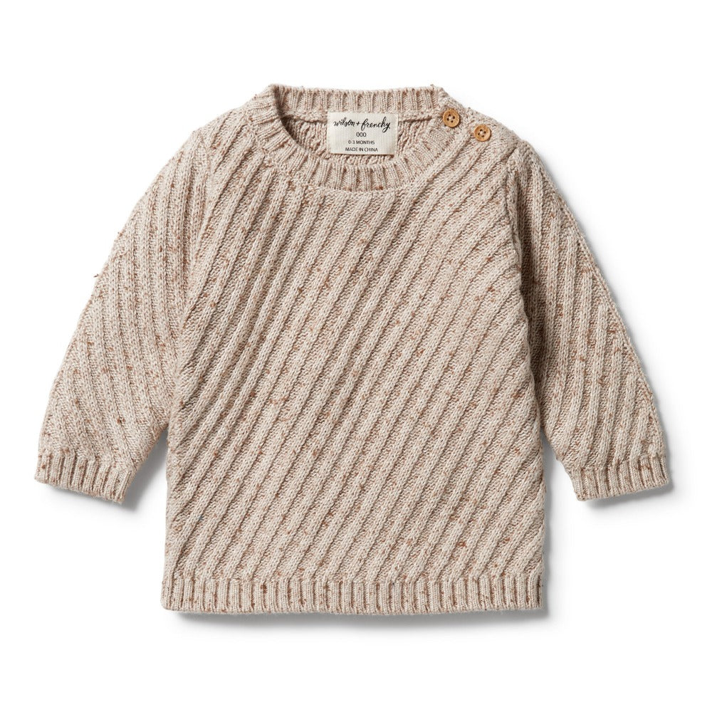 Wilson and Frenchy Knitted Jacquard Jumper Oatmeal Fleck | Sweaters & Knitwear | Bon Bon Tresor
