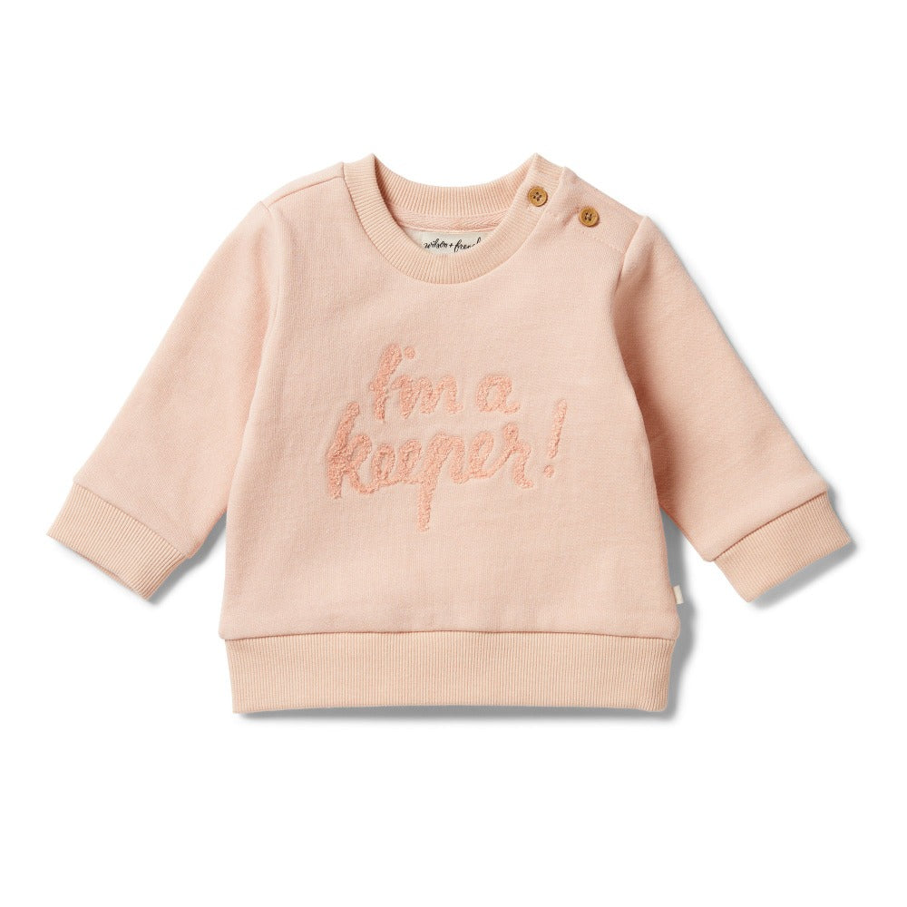 Wilson and Frenchy Organic French Terry Sweat Cameo Rose | Sweaters & Knitwear | Bon Bon Tresor