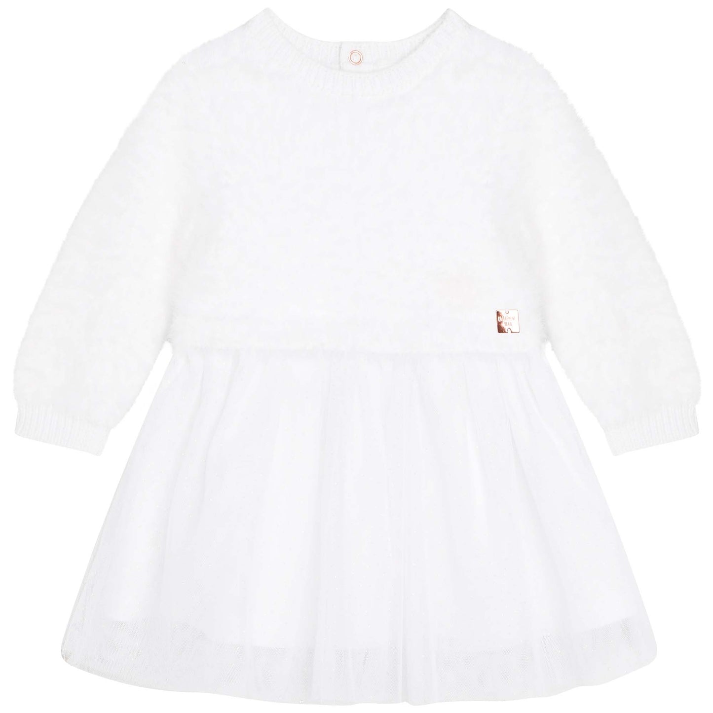 Carrement Beau White Knit Tulle Dress | Dresses | Bon Bon Tresor