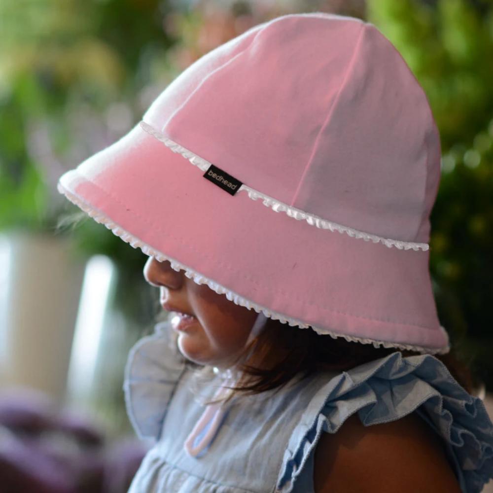 Bedhead Hats Toddler Bucket Hat Ruffle Trim Blush | Hats | Bon Bon Tresor